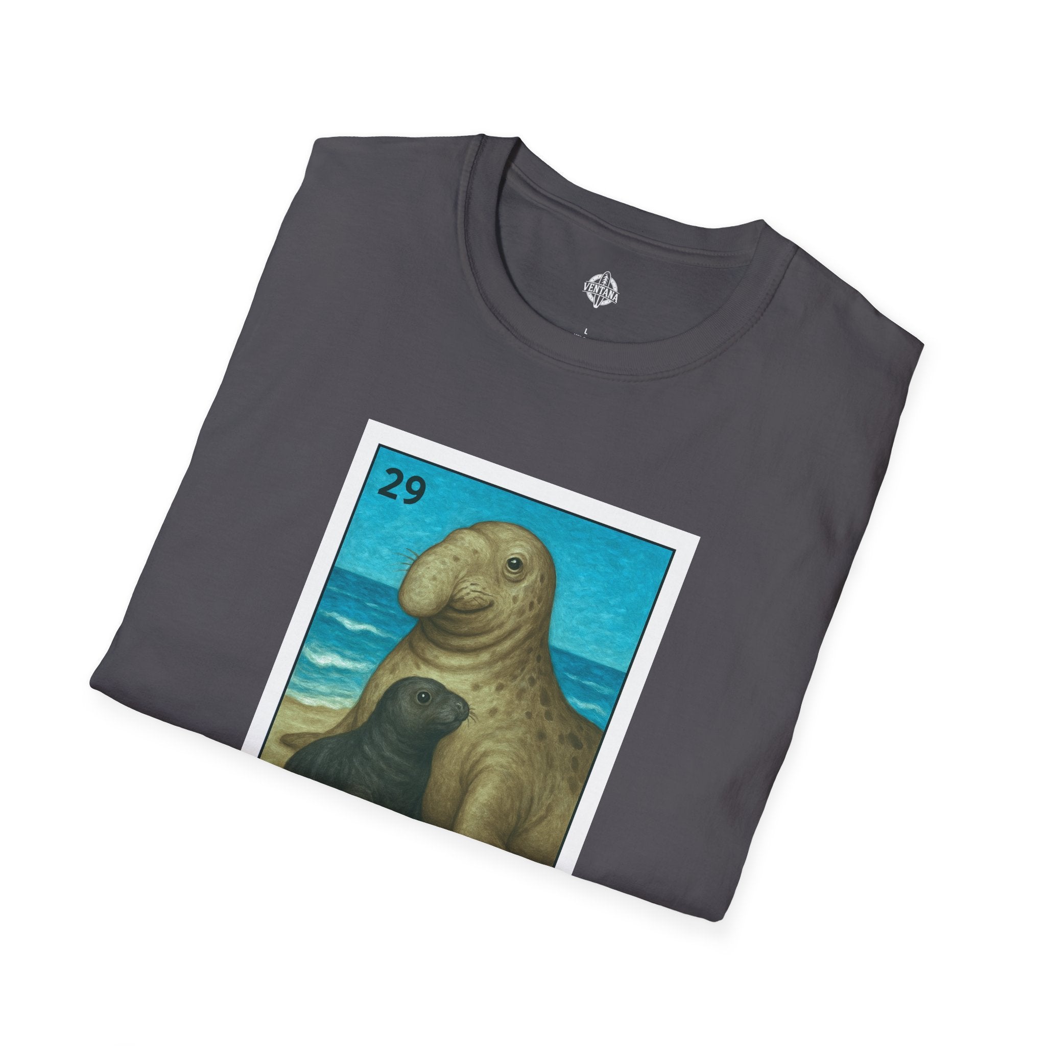 Elephant Seal Lotería Unisex - Soft Style U.S. Cotton T-Shirt (El Elefante Marino)