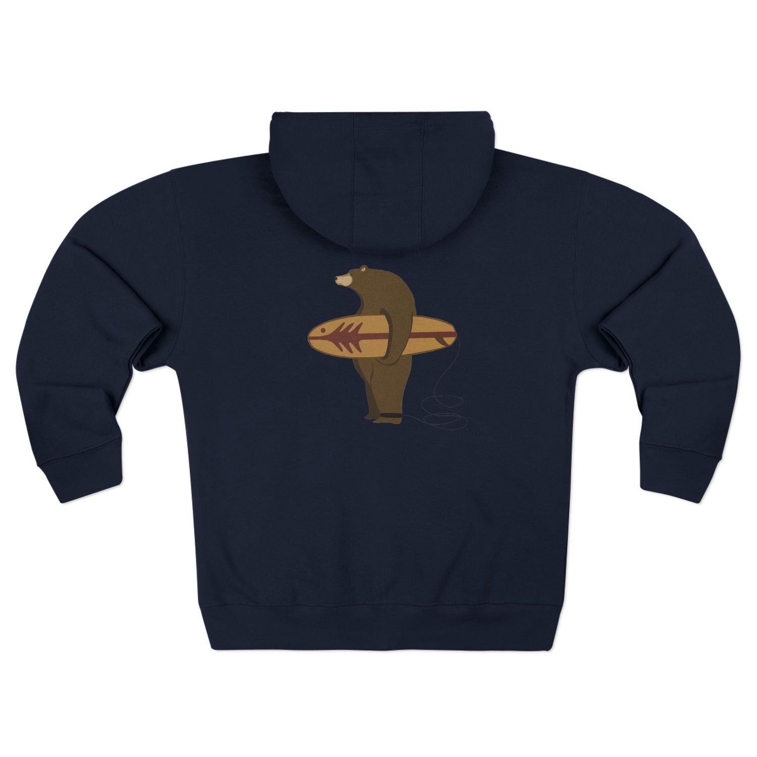 Surfing Grizzly Bear by Fabian Lavater Unisex - Zip Cotton Blend Fleece Hoodie