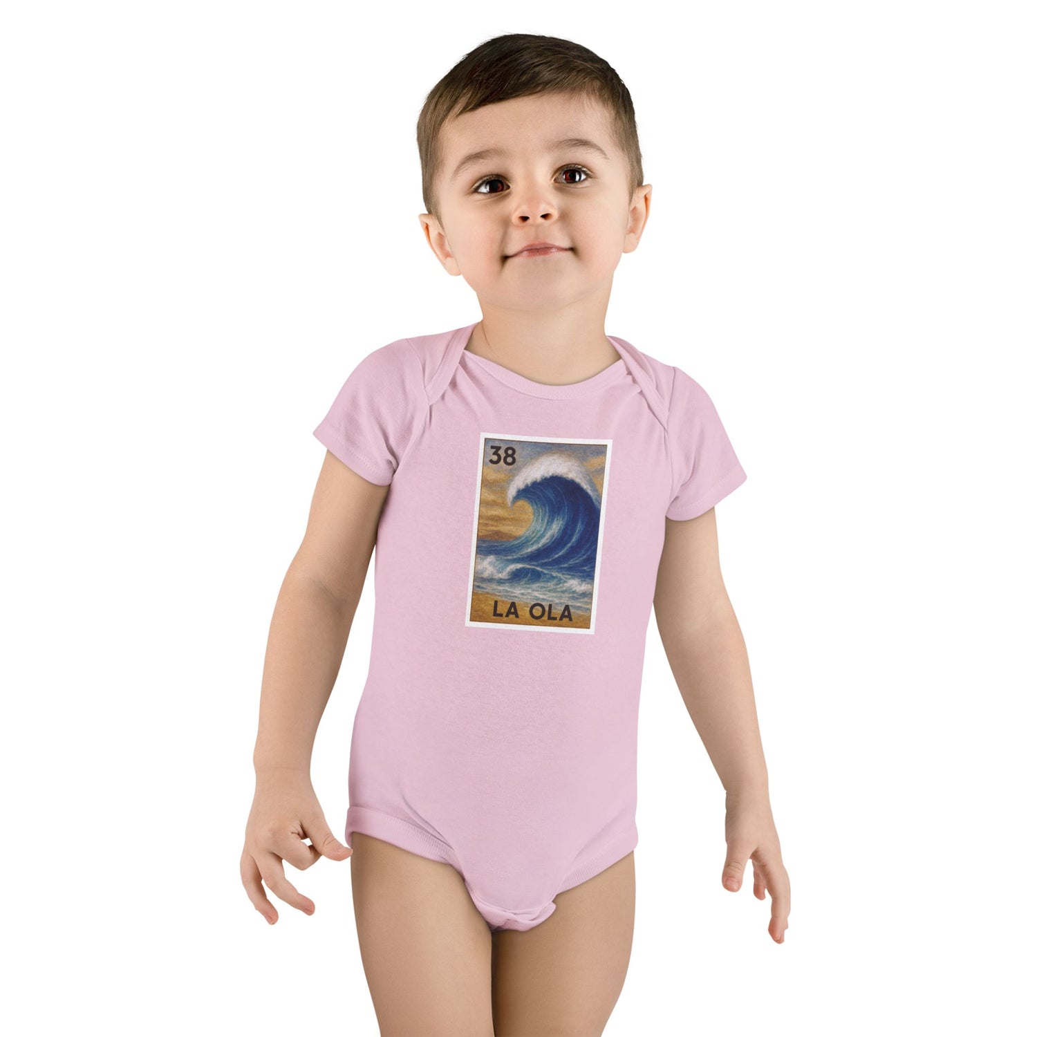Wave Lotería - Baby Short Sleeve 100% Cotton Onesie (La Ola)