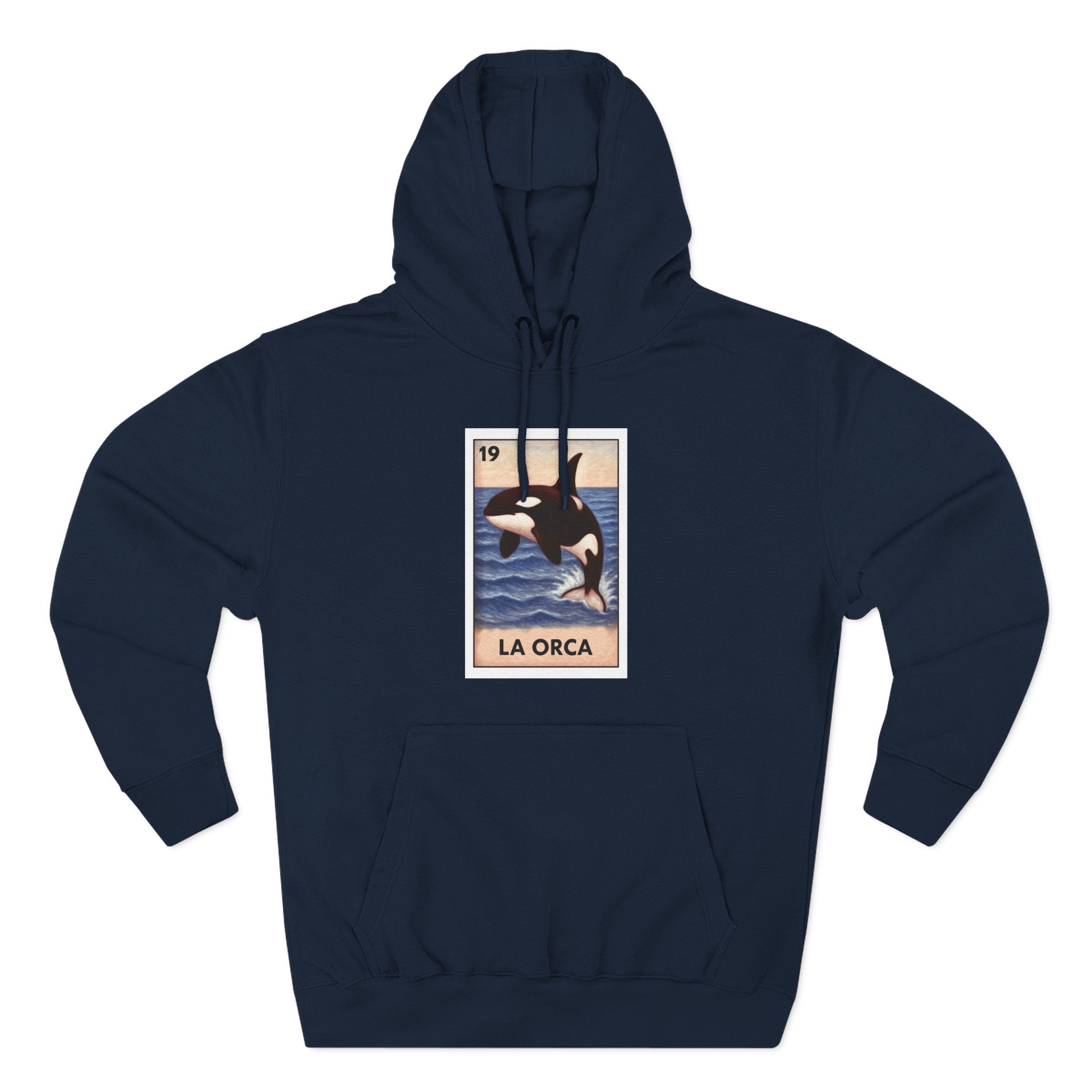Orca Lotería Unisex - Pull-Over Cotton Blend Fleece Hoodie (La Orca)