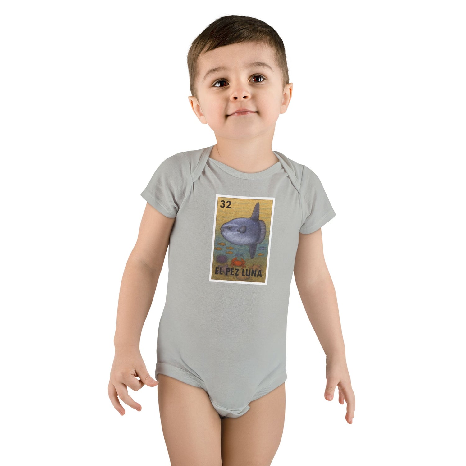 Sunfish Lotería - Baby Short Sleeve 100% Cotton Onesie (El Pez Luna)