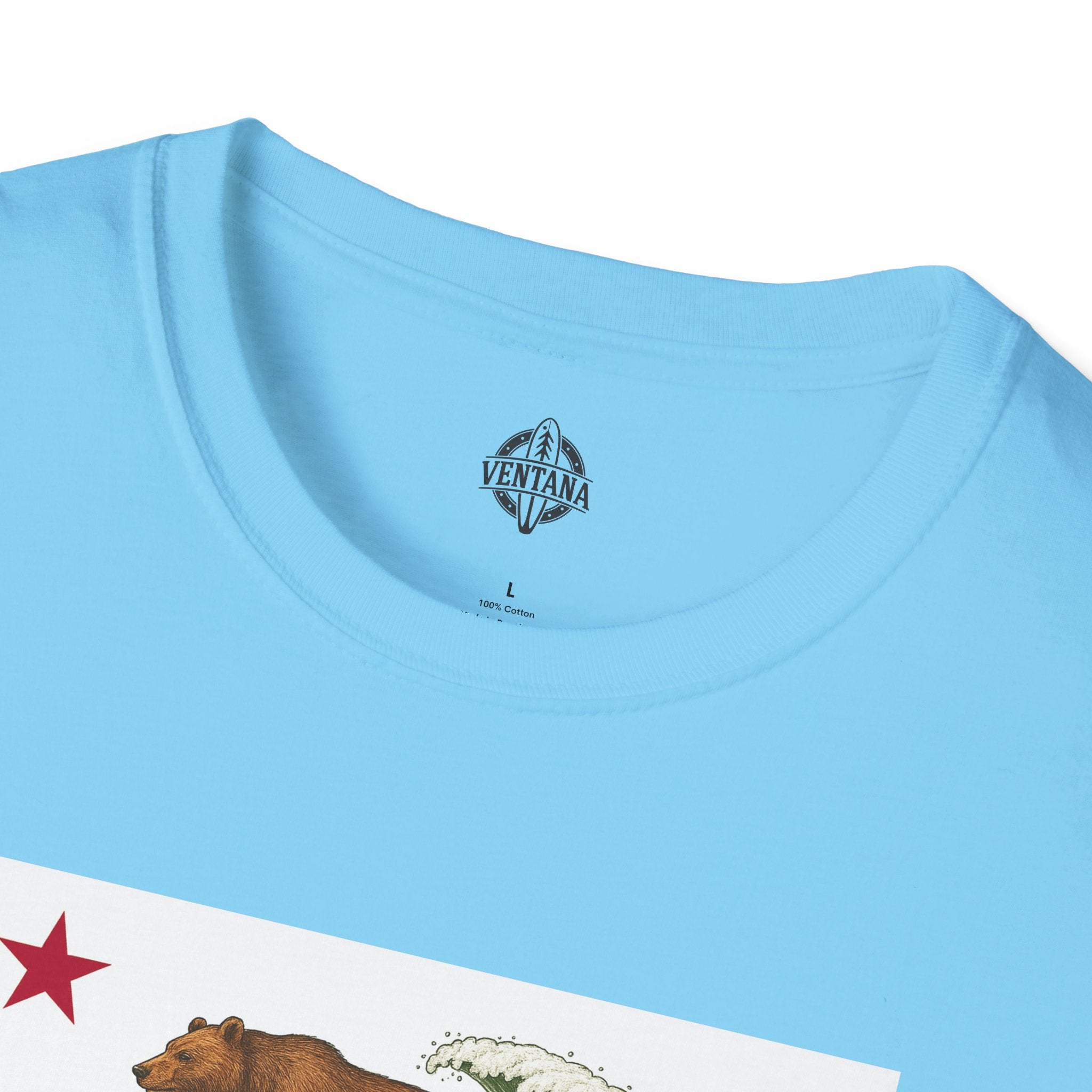 California Surfing Bear Flag Unisex - Soft Style U.S. Cotton T-Shirt