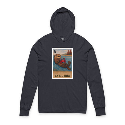 Sea Otter Lotería Unisex - Cotton Hooded Long Sleeve Hooded T-Shirt (La Nutria)
