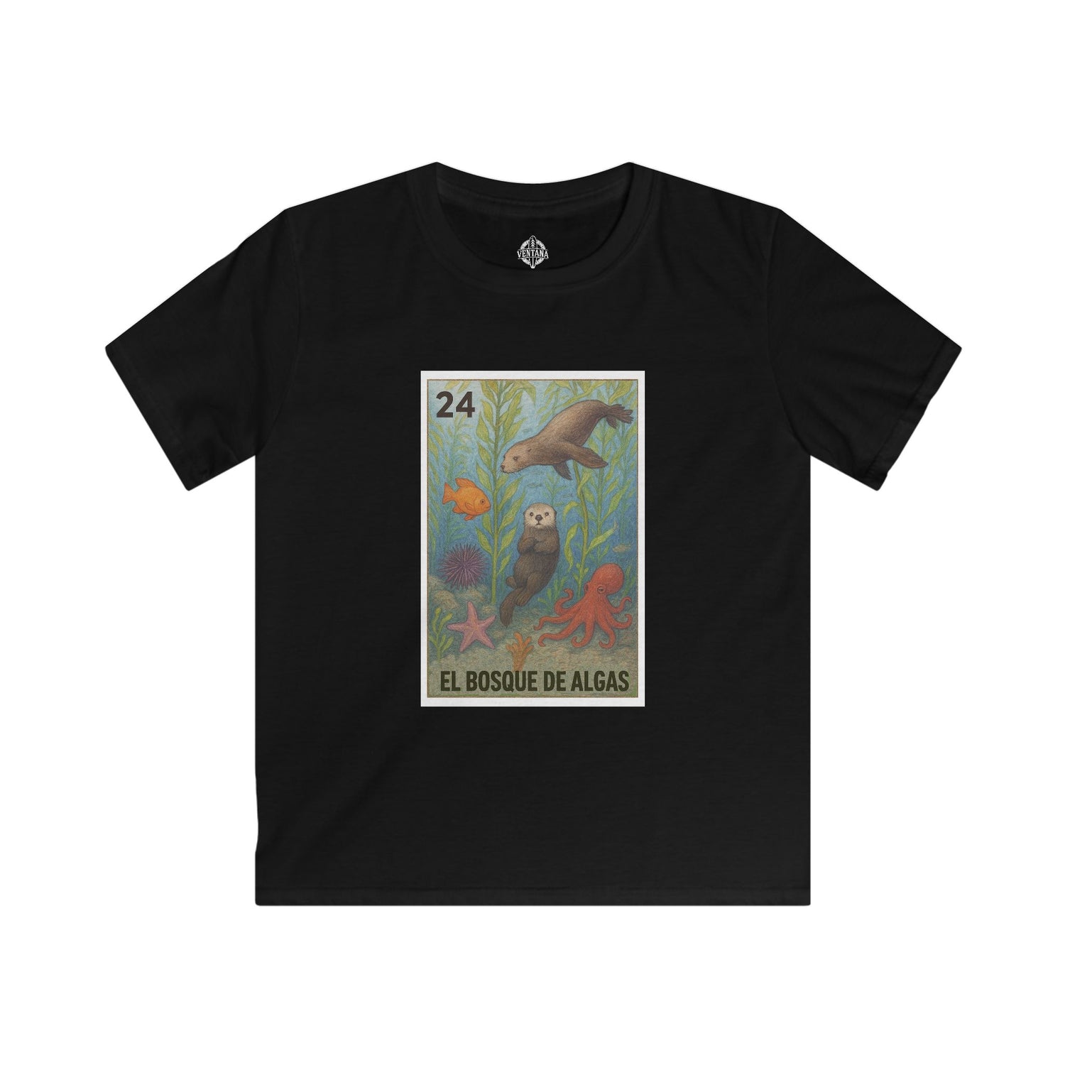 Kelp Forest Lotería Kids - Soft Style U.S. Cotton T-Shirt (El Bosque de Algas)