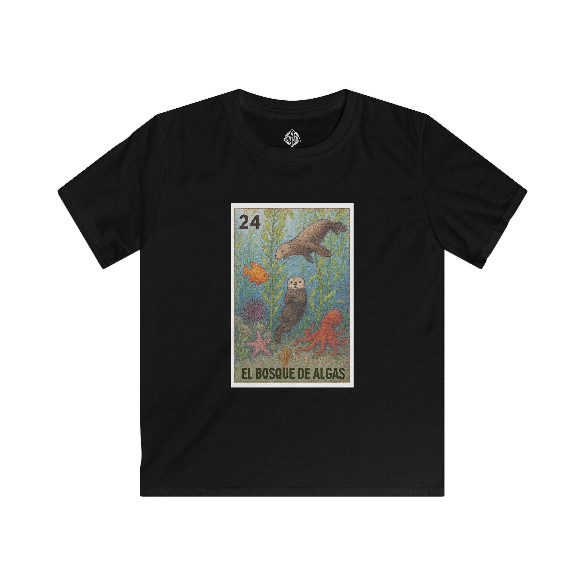 Kelp Forest Lotería Kids - Soft Style U.S. Cotton T-Shirt (El Bosque de Algas)