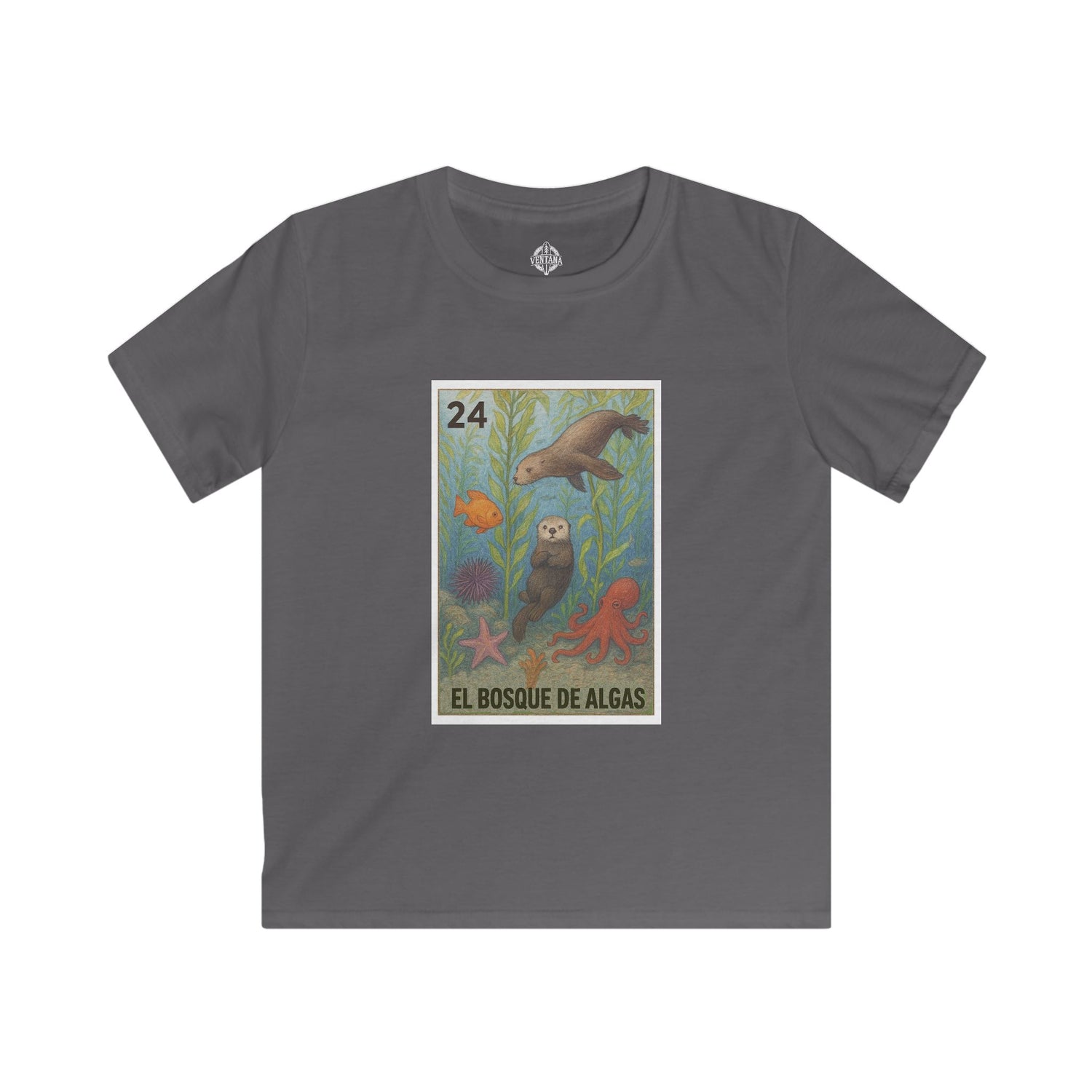 Kelp Forest Lotería Kids - Soft Style U.S. Cotton T-Shirt (El Bosque de Algas)