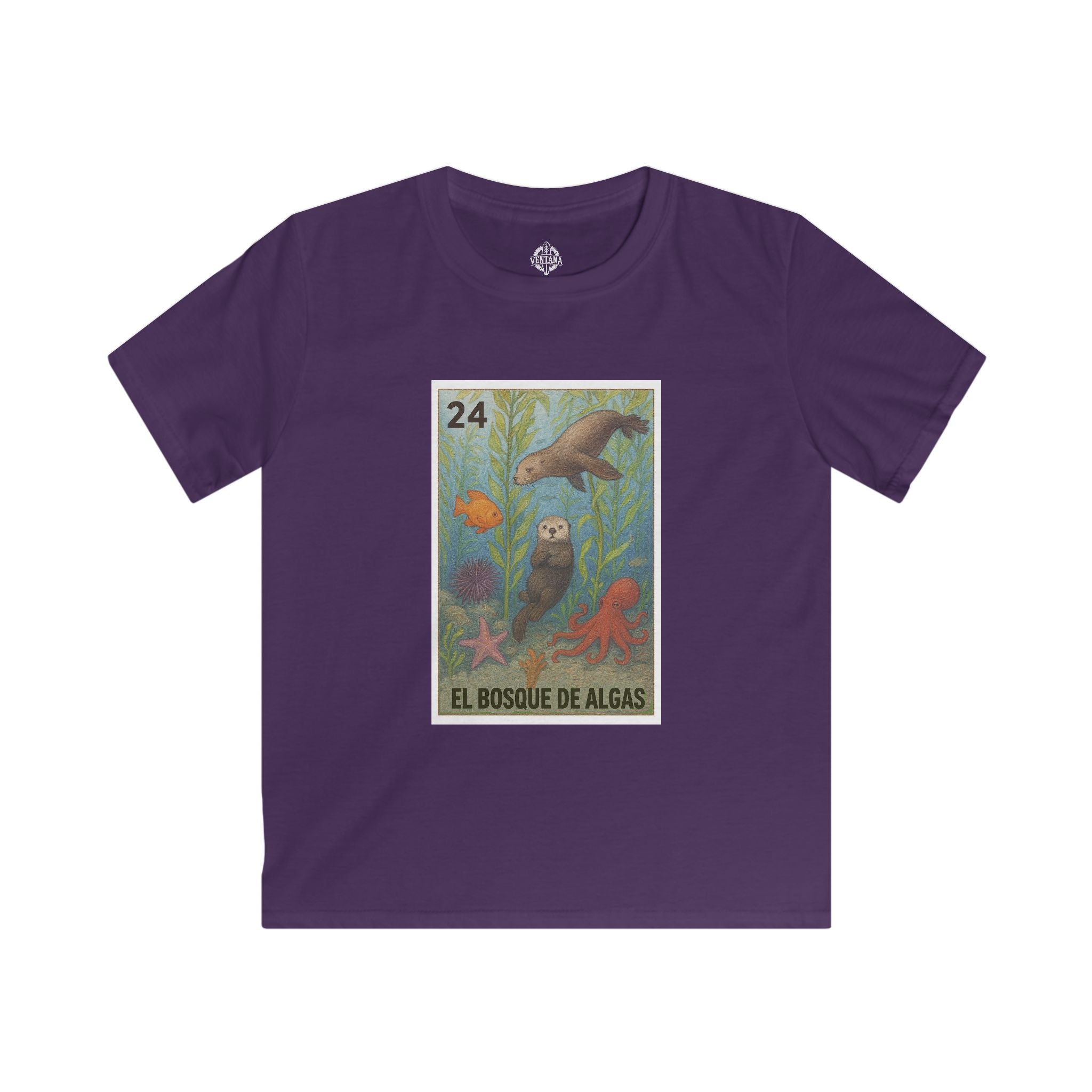 Kelp Forest Lotería Kids - Soft Style U.S. Cotton T-Shirt (El Bosque de Algas)