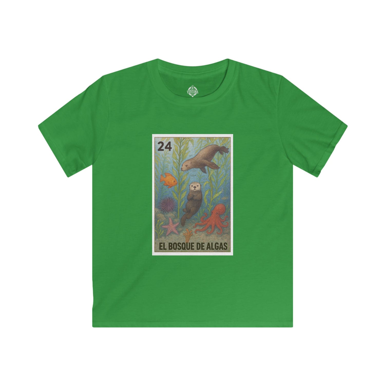 Kelp Forest Lotería Kids - Soft Style U.S. Cotton T-Shirt (El Bosque de Algas)