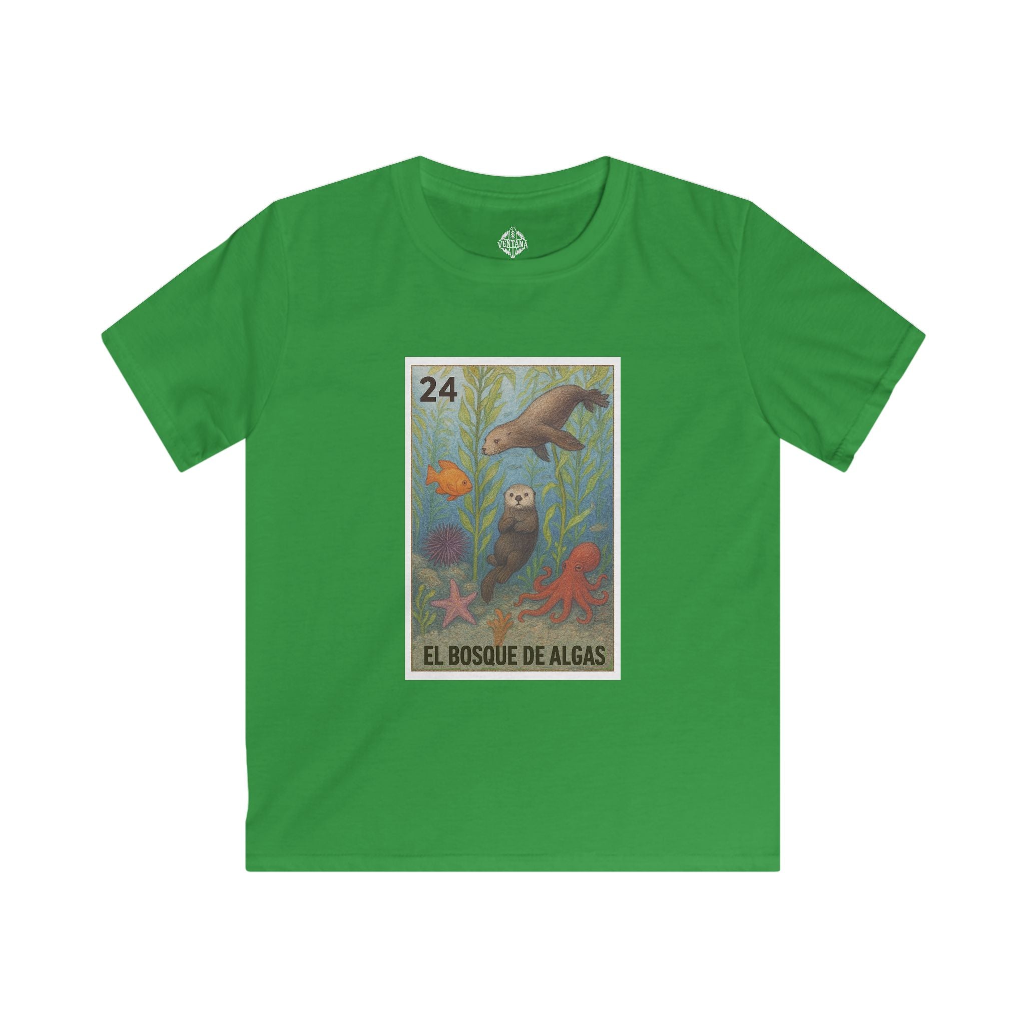 Kelp Forest Lotería Kids - Soft Style U.S. Cotton T-Shirt (El Bosque de Algas)