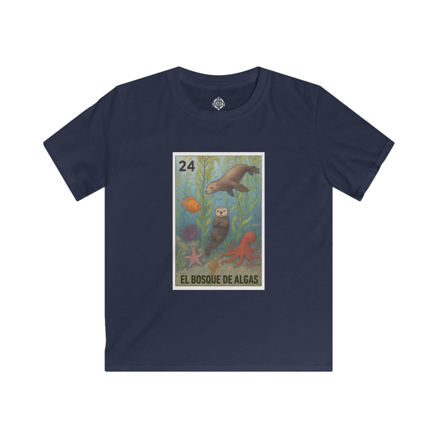 Kelp Forest Lotería Kids - Soft Style U.S. Cotton T-Shirt (El Bosque de Algas)