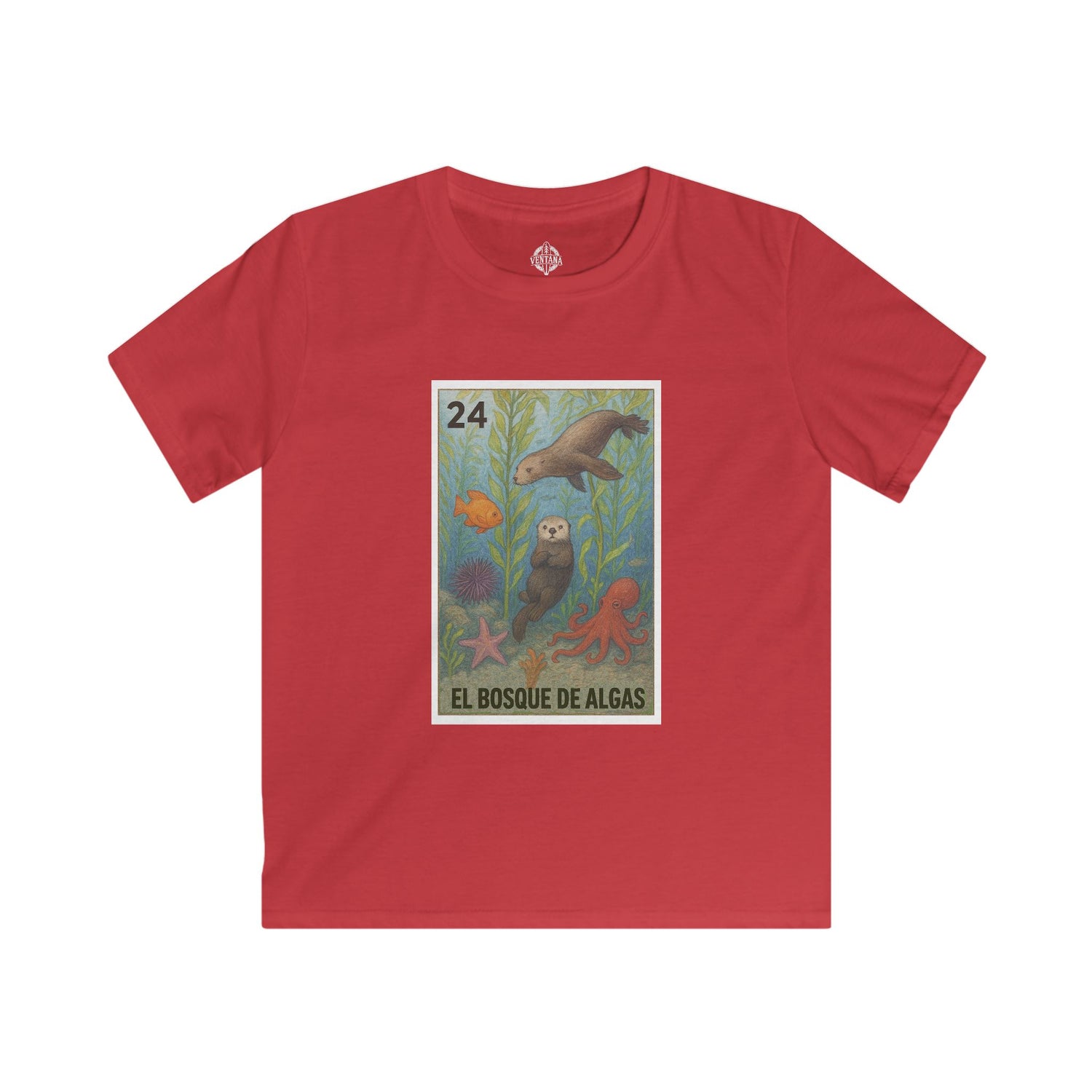 Kelp Forest Lotería Kids - Soft Style U.S. Cotton T-Shirt (El Bosque de Algas)