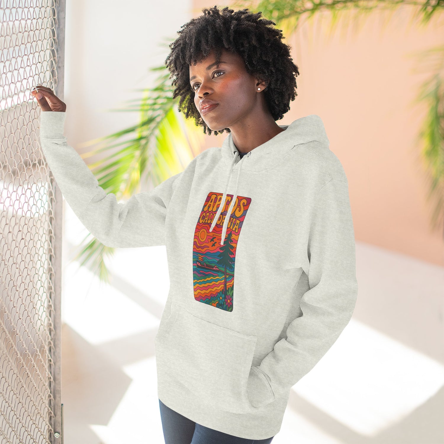 Aptos California Psychedelic Unisex - Pull-Over Cotton Blend Fleece Hoodie