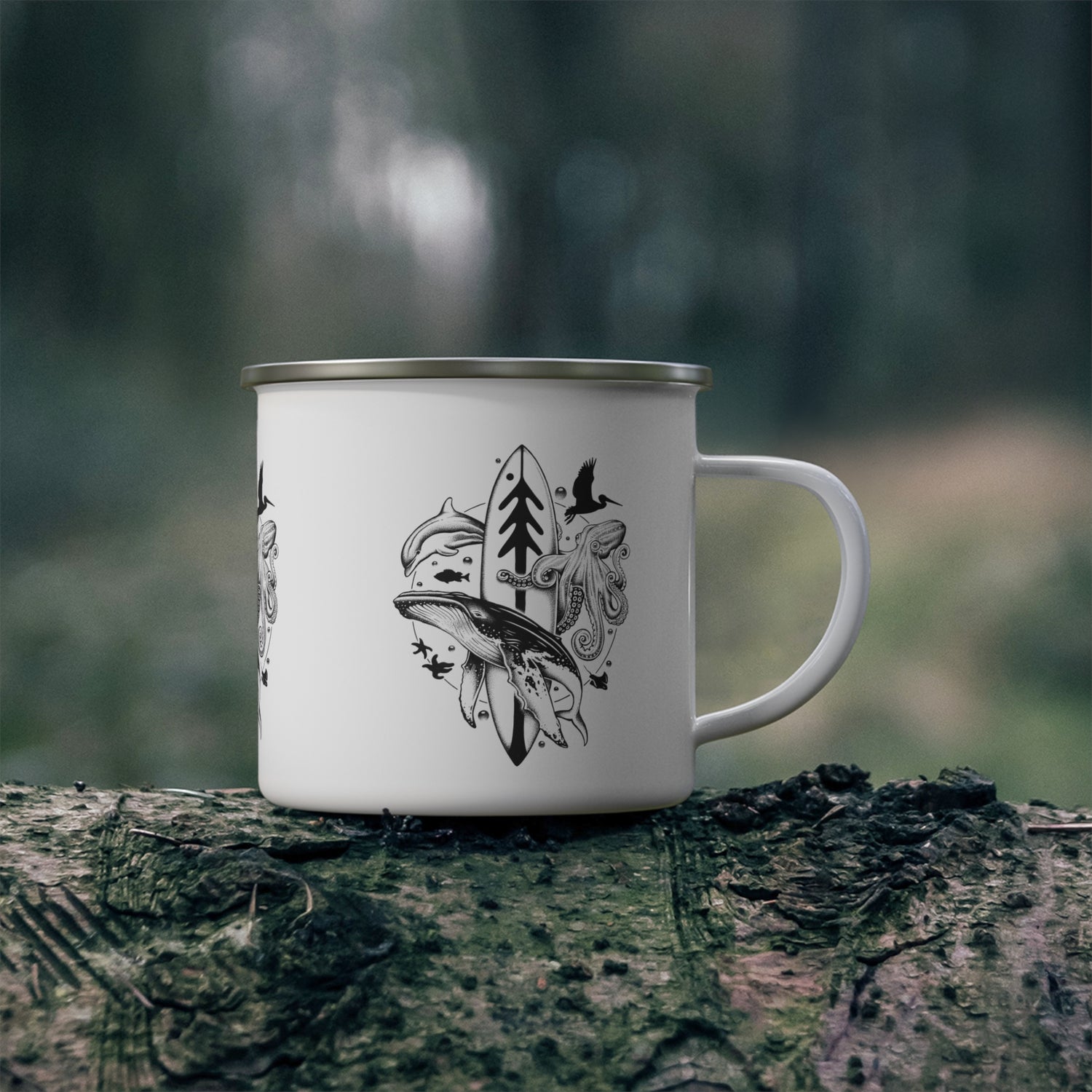 Ventana Monterey Bay by Thiago Bianchini Enamel Camping Mug (12oz - small)