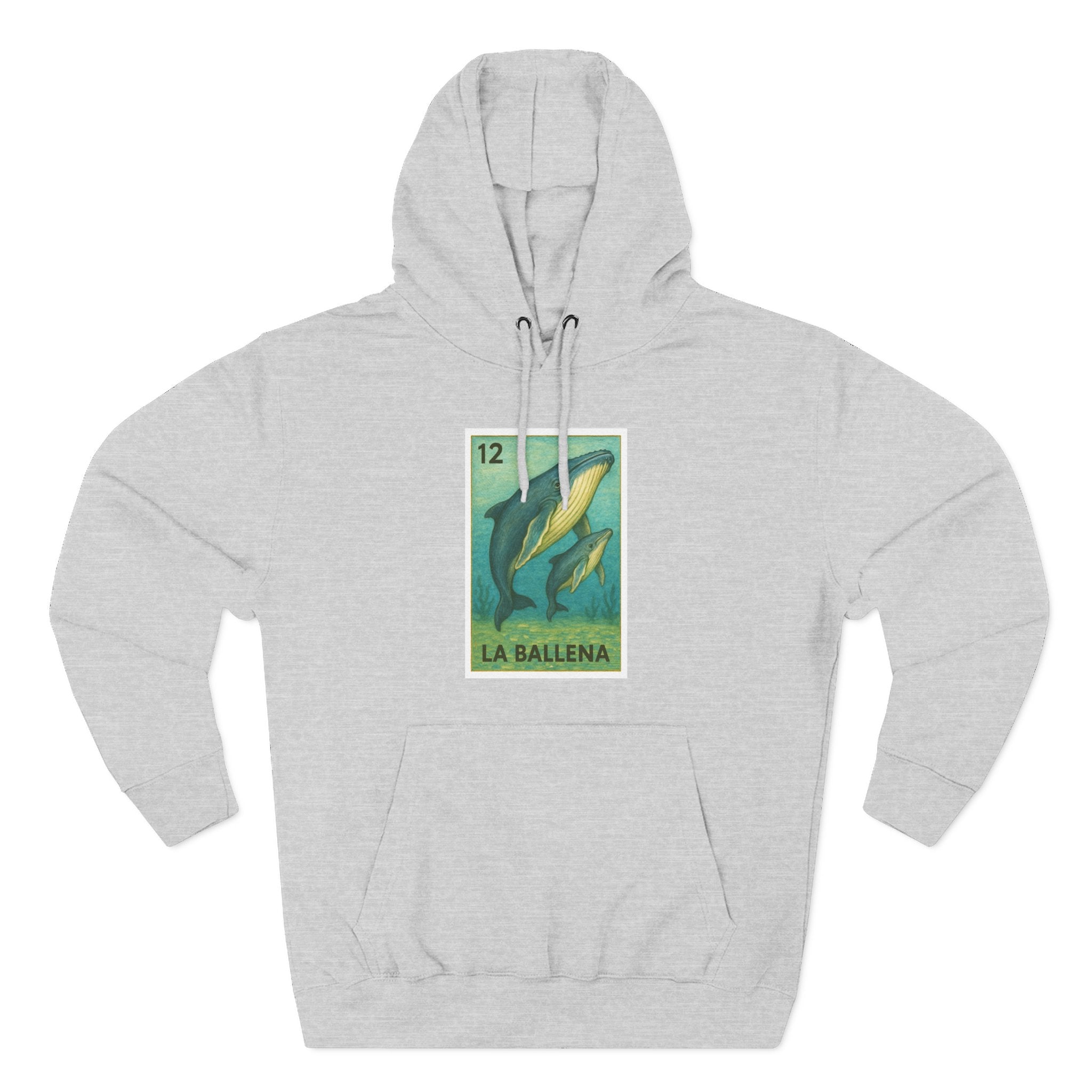 Whale Lotería Unisex - Pull-Over Cotton Blend Fleece Hoodie (La Ballena)