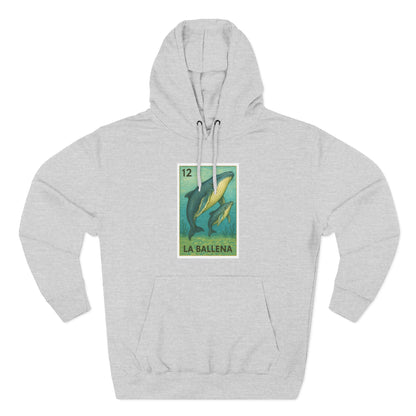 Whale Lotería Unisex - Pull-Over Cotton Blend Fleece Hoodie (La Ballena)
