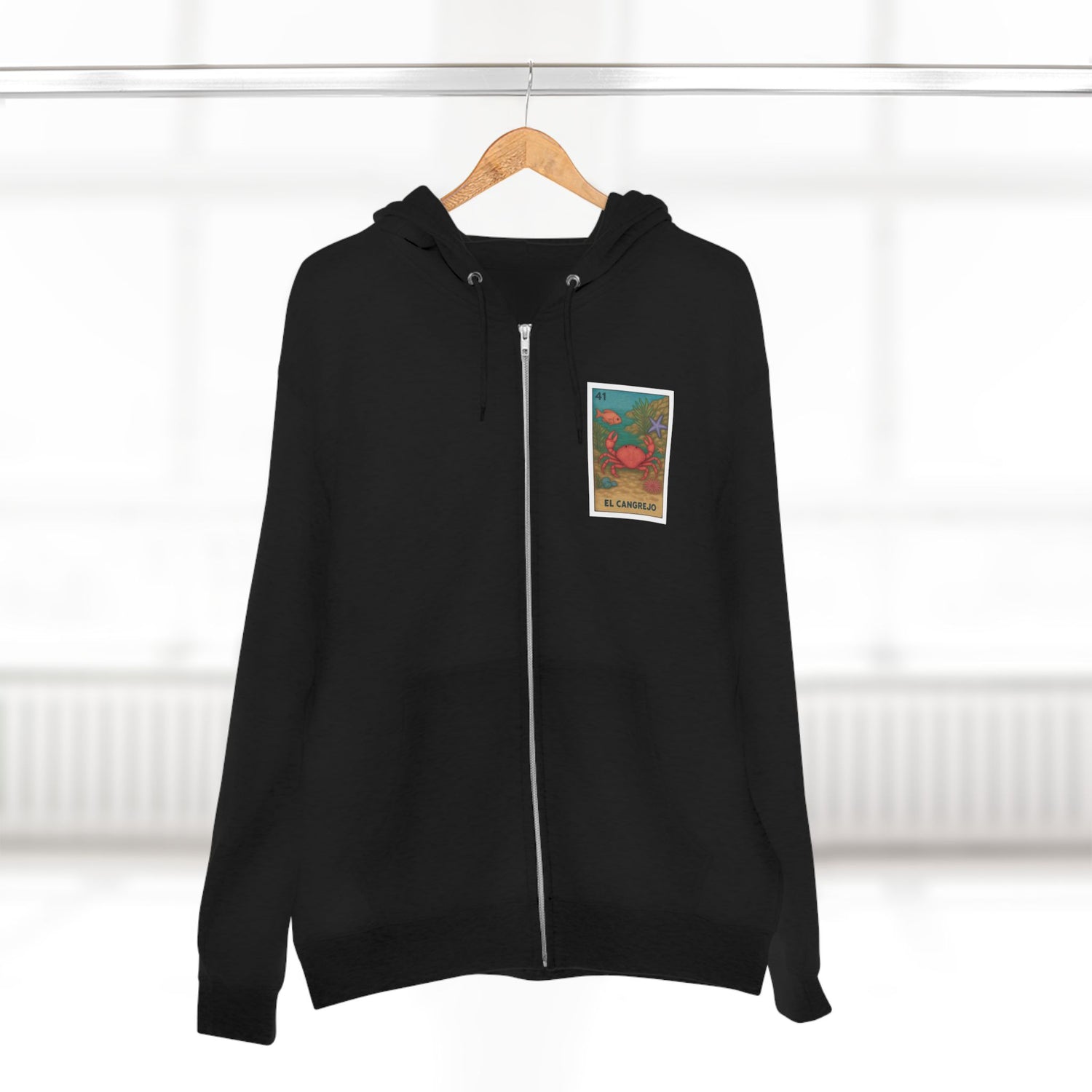 Crab Lotería Unisex - Zip Cotton Blend Fleece Hoodie (El Cangrejo)