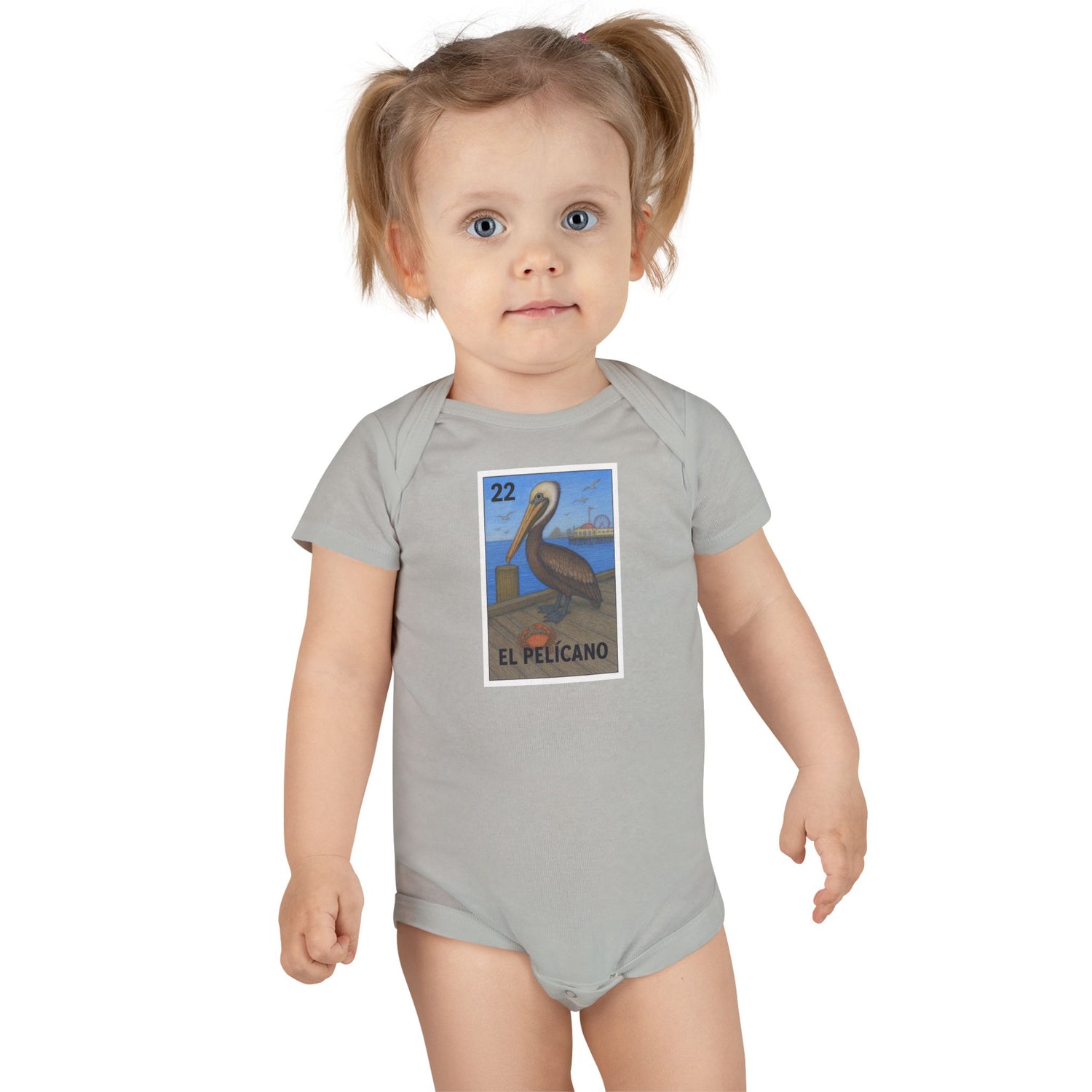 Pelican Lotería - Baby Short Sleeve 100% Cotton Onesie (El Pelícano)
