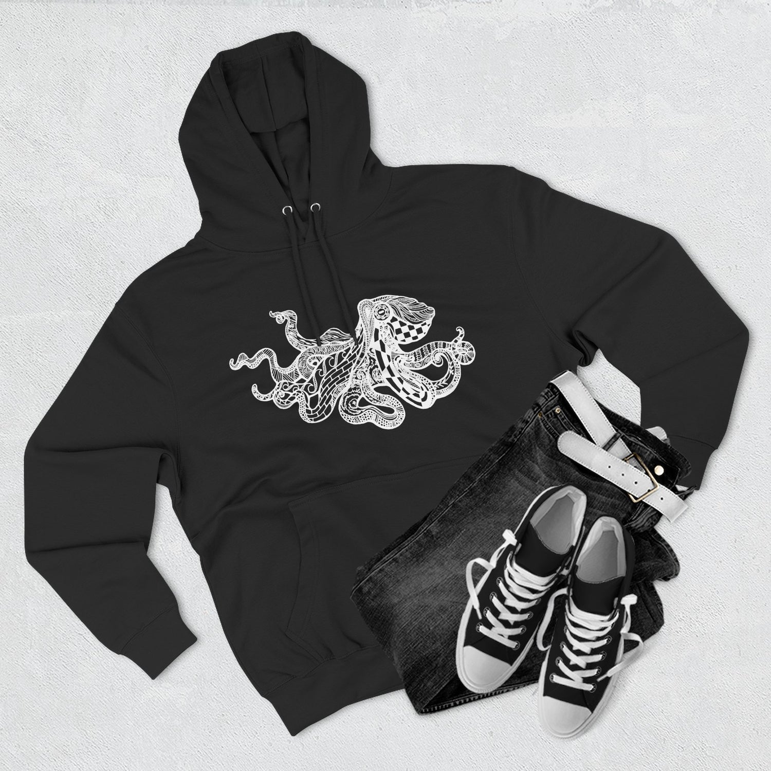 Ventangle Octopus Unisex - Pull-Over Cotton Blend Fleece Hoodie