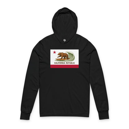 California Surfing Bear Flag Unisex - Cotton Long Sleeve Hooded T-Shirt