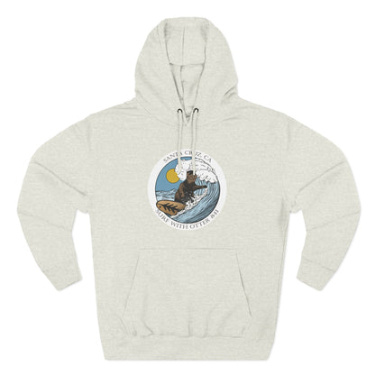 Surf with Otter 841 by Thiago Bianchini Unisex - Pull-Over Cotton Blend Fleece Hoodie