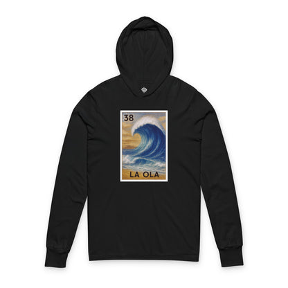 Wave Lotería Unisex - Cotton Hooded Long Sleeve Hooded T-Shirt (La Ola)