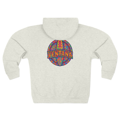Ventana Psychedelic Treefish Logo Unisex - Zip Cotton Blend Fleece Hoodie