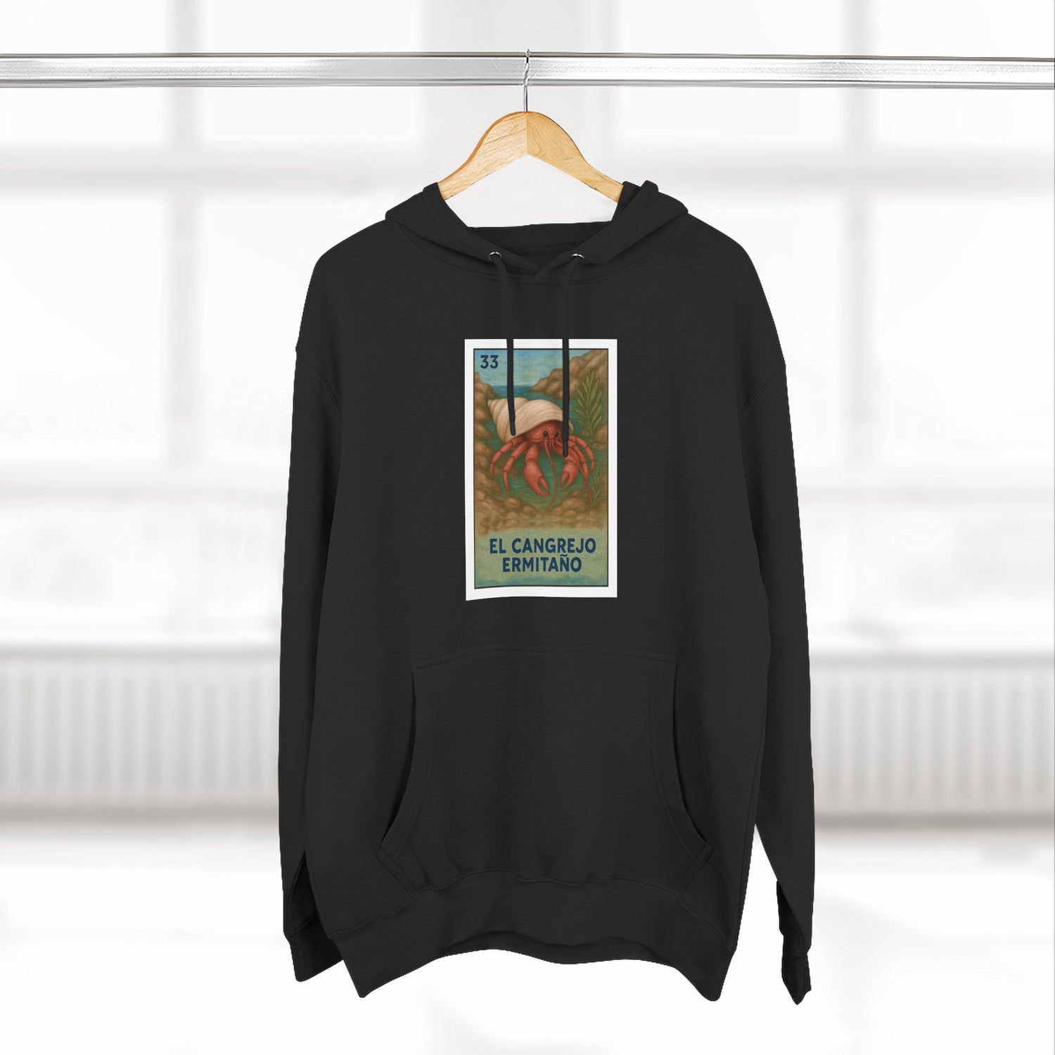 Hermit Crab Lotería Unisex - Pull-Over Cotton Blend Fleece Hoodie (El Cangrejo Ermitaño)