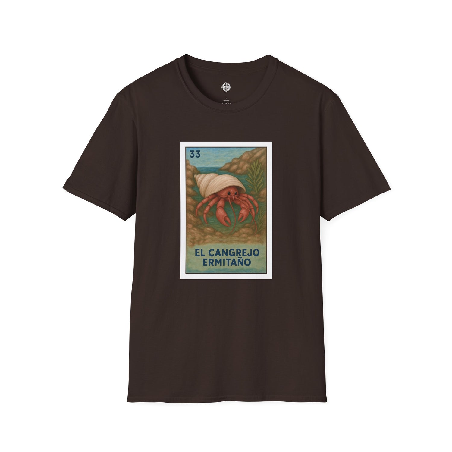 Hermit Crab Lotería Unisex - Soft Style U.S. Cotton T-Shirt (El Cangrejo Ermitaño)