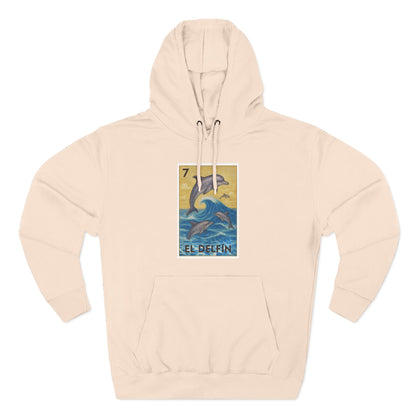 Dolphin Lotería Unisex - Pull-Over Cotton Blend Fleece Hoodie (El Delfín)
