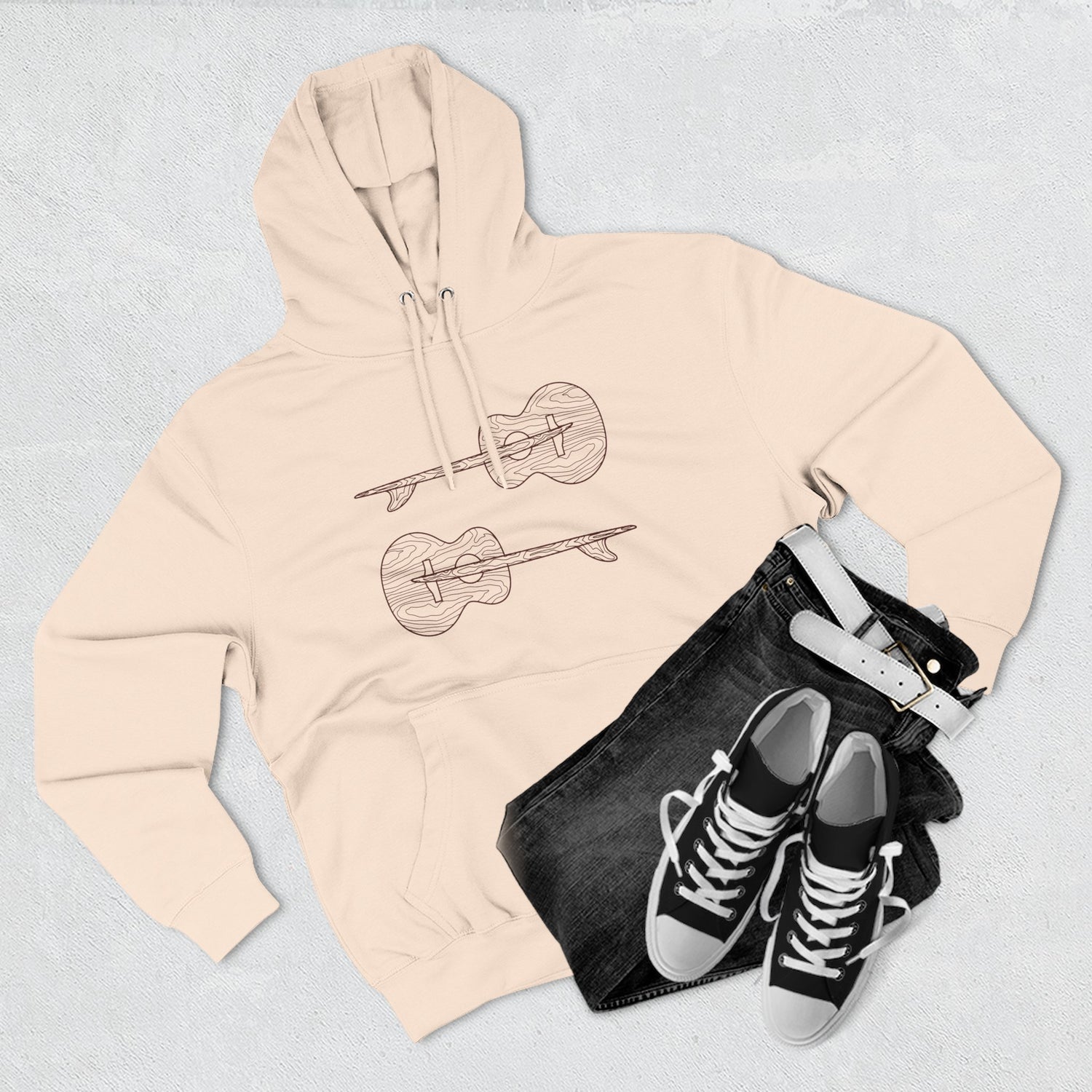 Ventana Santa Cruz Guitar Collab Unisex - Pull-Over Cotton Blend Fleece Hoodie