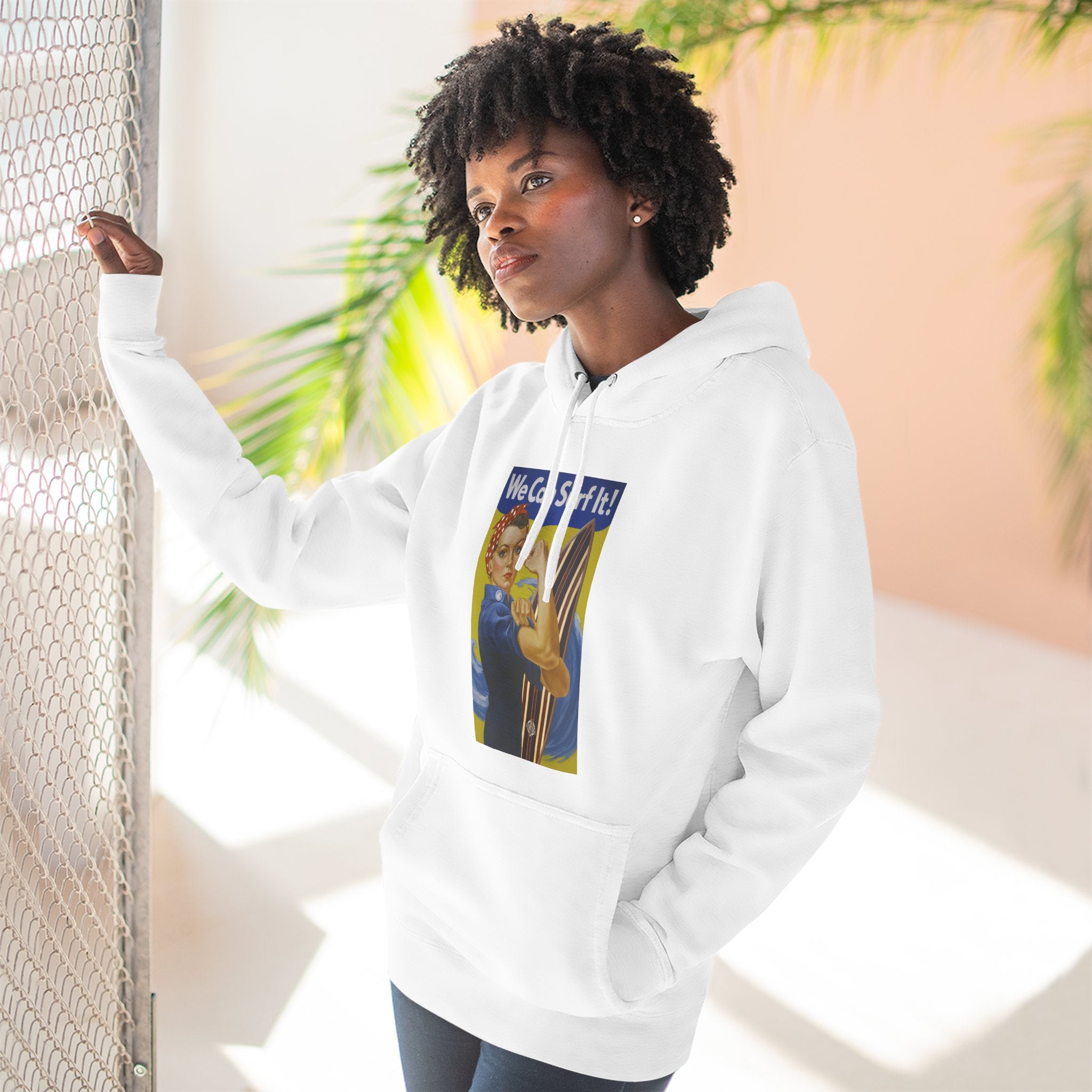 Rosie the Surfer - Pull-Over Cotton Blend Fleece Hoodie