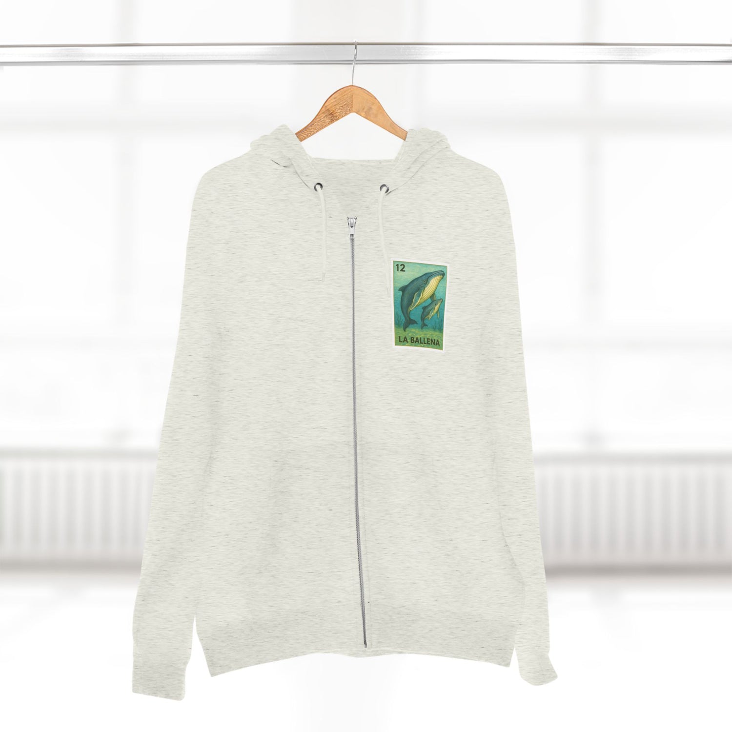 Whale Lotería Unisex - Zip Cotton Blend Fleece Hoodie (La Ballena)