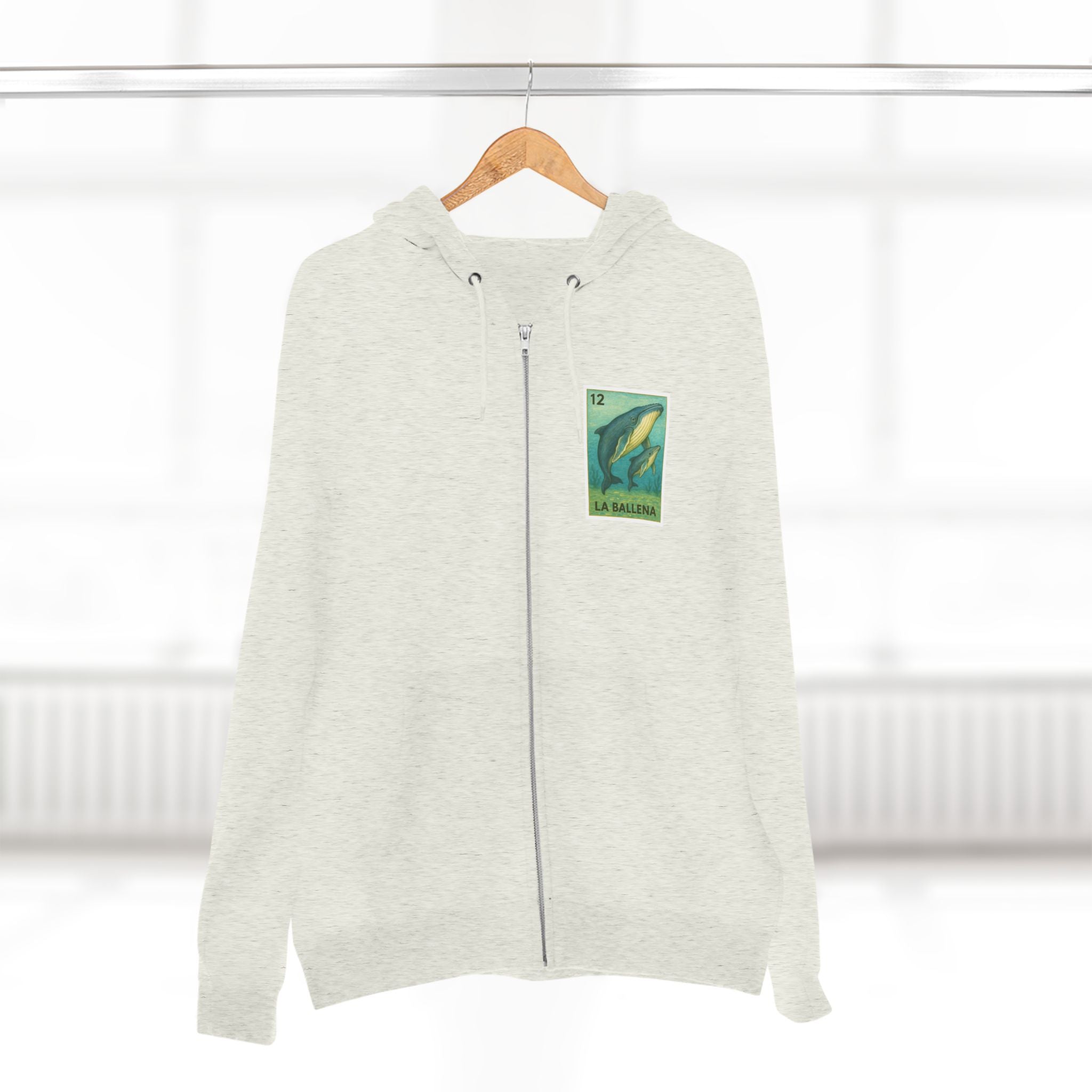 Whale Lotería Unisex - Zip Cotton Blend Fleece Hoodie (La Ballena)