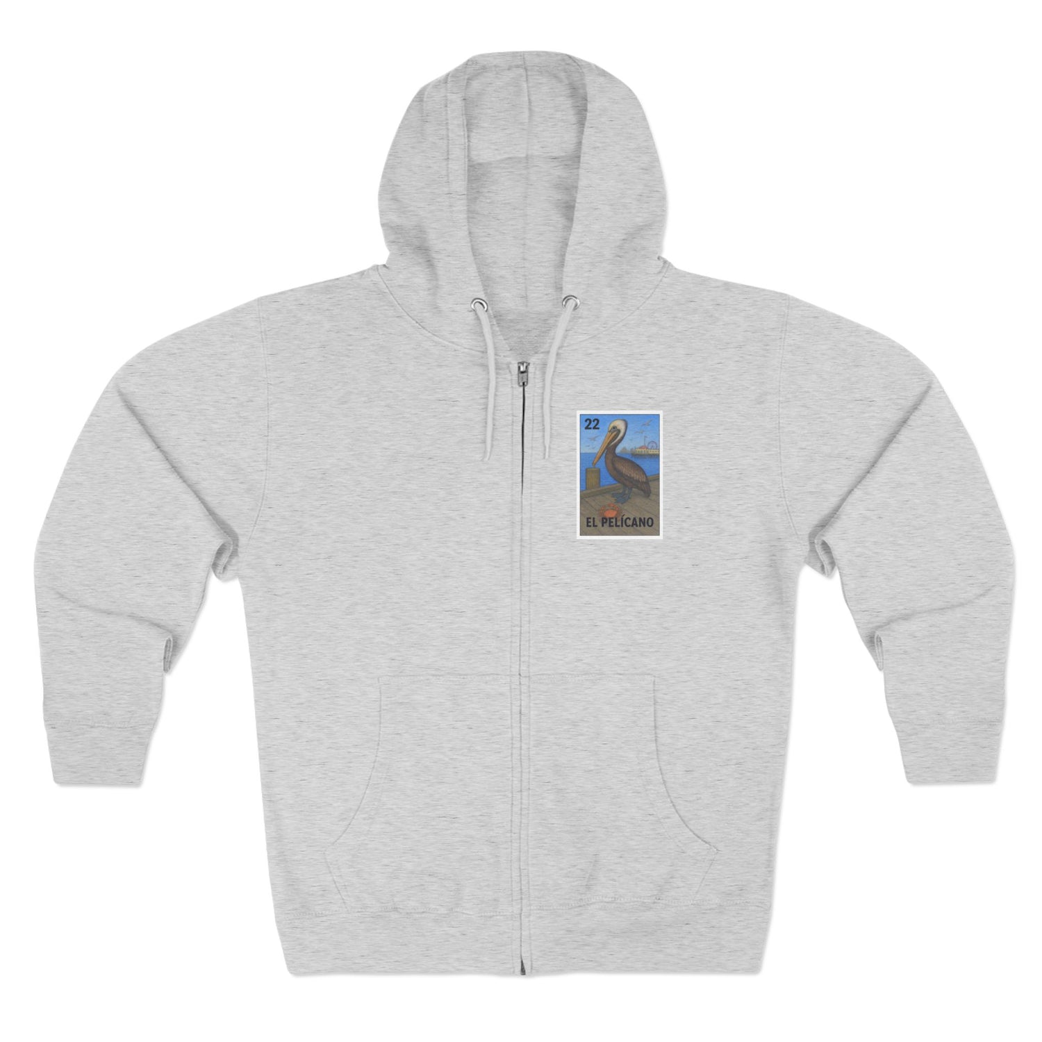Pelican Lotería Unisex - Zip Cotton Blend Fleece Hoodie (El Pelícano)