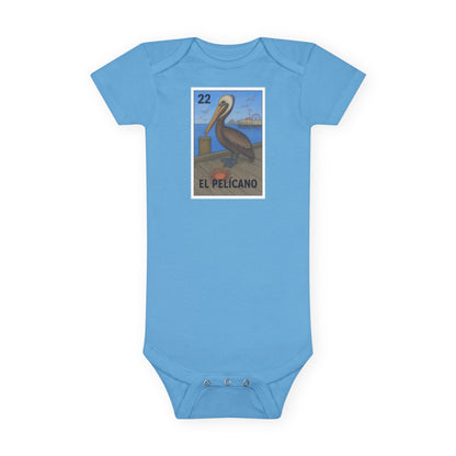Pelican Lotería - Baby Short Sleeve 100% Cotton Onesie (El Pelícano)