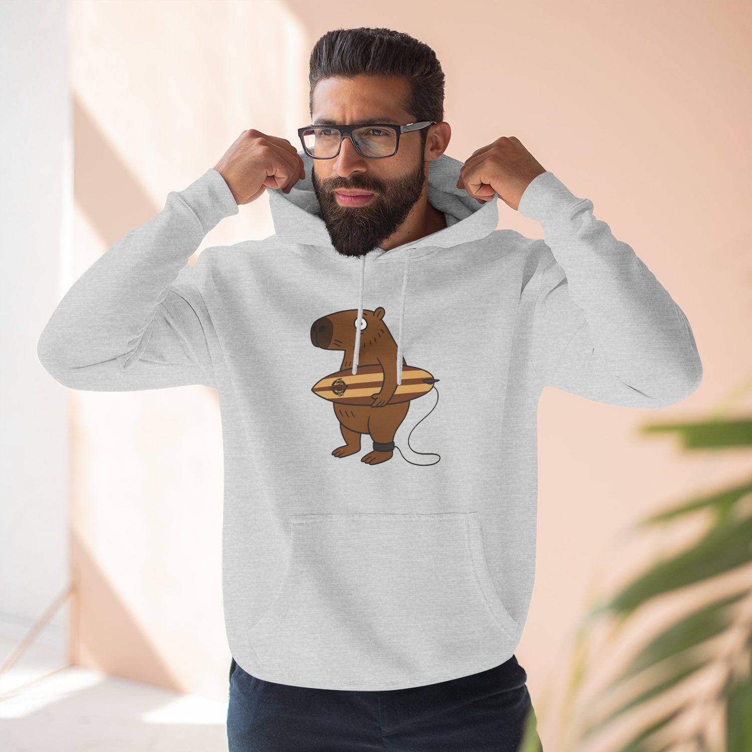 Capybara Surfer Unisex - Pull-Over Cotton Blend Fleece Hoodie