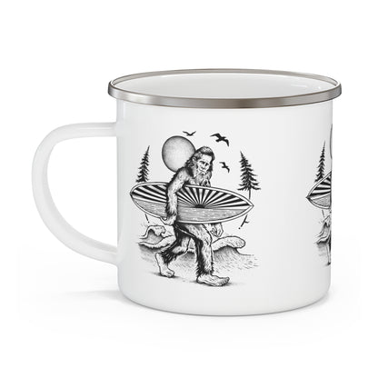 Ventana Surfsquatch by Thiago Bianchini Enamel Camping Mug (12oz - small)