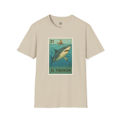 Shark Lotería Unisex - Soft Style U.S. Cotton T-Shirt (El Tiburón)
