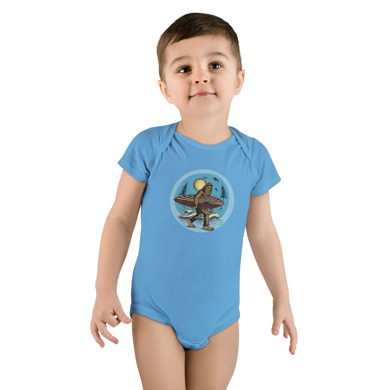 Ventana Surfsquatch by Thiago Bianchini - Baby Short Sleeve 100% Cotton Onesie