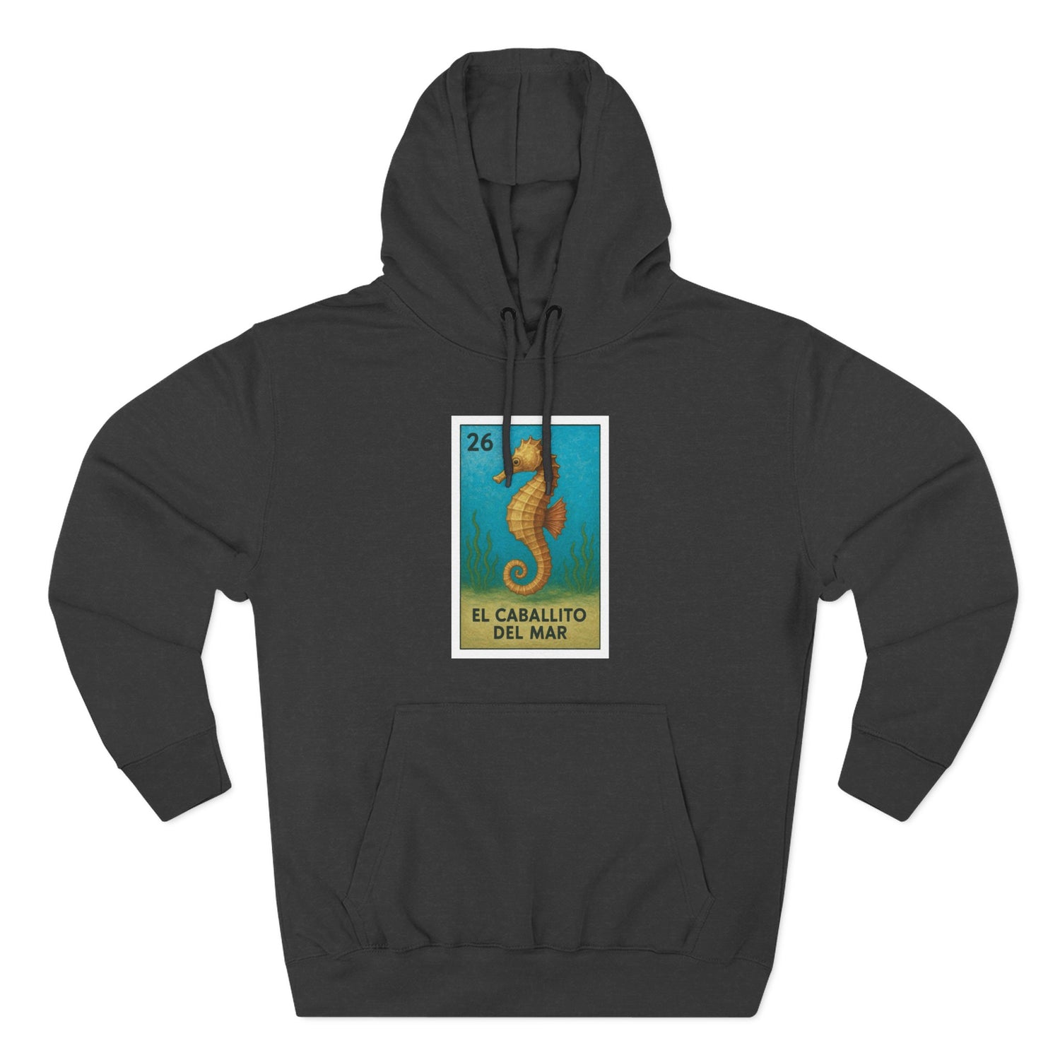 Seahorse Lotería Unisex - Pull-Over Cotton Blend Fleece Hoodie (El Caballito del Mar)