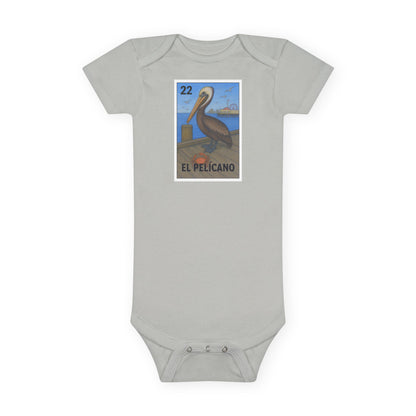 Pelican Lotería - Baby Short Sleeve 100% Cotton Onesie (El Pelícano)