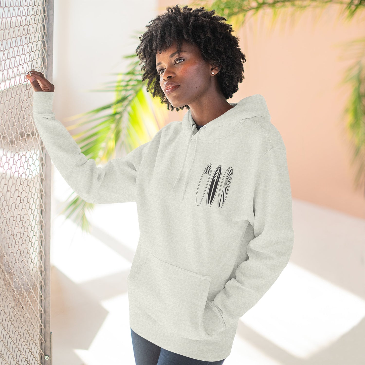 Ventana Three Board - Unisex Pull-Over Cotton Blend Fleece Hoodie