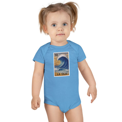Wave Lotería - Baby Short Sleeve 100% Cotton Onesie (La Ola)