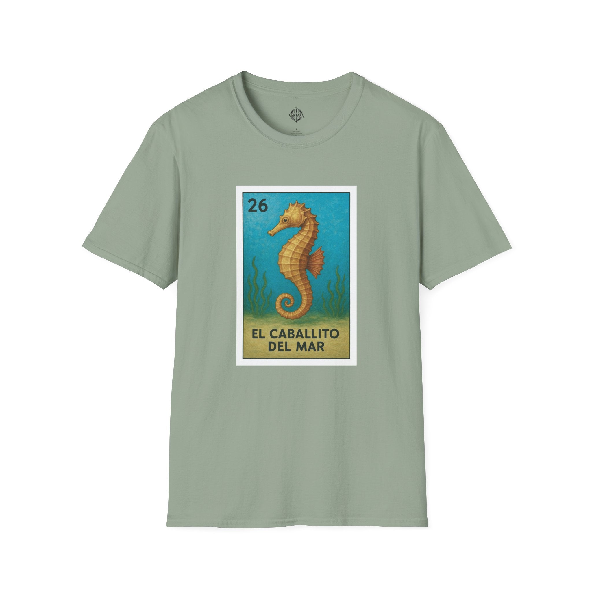 Seahorse Lotería Unisex - Soft Style U.S. Cotton T-Shirt (El Caballito del Mar)