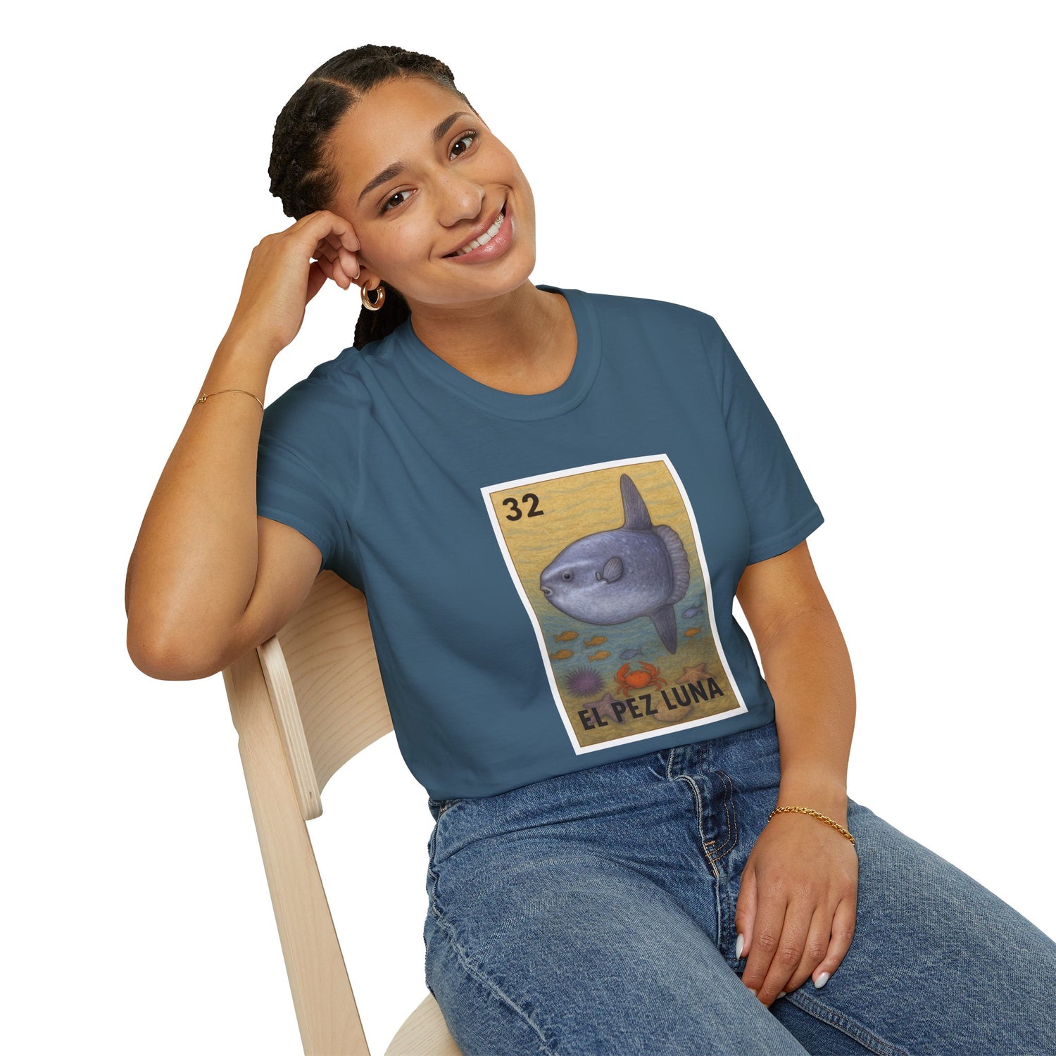 Sunfish Lotería Unisex - Soft Style U.S. Cotton T-Shirt (El Pez Luna)