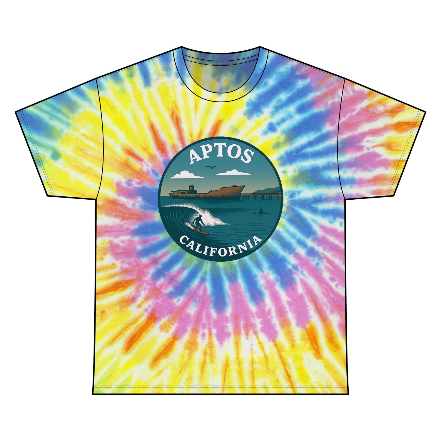 Aptos California Classic Unisex Tie Dye - 100% Cotton T-Shirt