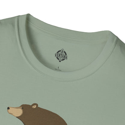 Surfing Grizzly Bear by Fabian Lavater Unisex - Soft Style U.S. Cotton T-Shirt