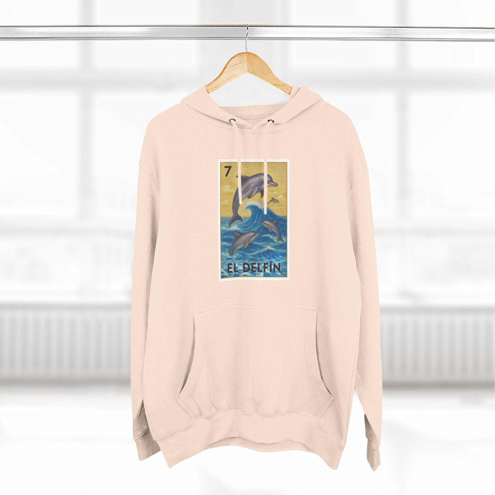 Dolphin Lotería Unisex - Pull-Over Cotton Blend Fleece Hoodie (El Delfín)