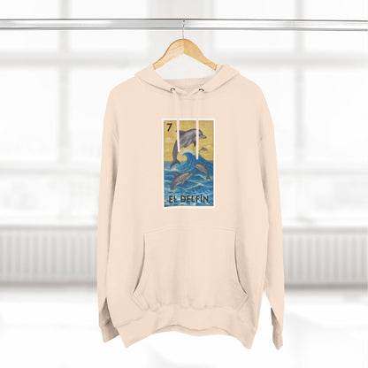 Dolphin Lotería Unisex - Pull-Over Cotton Blend Fleece Hoodie (El Delfín)