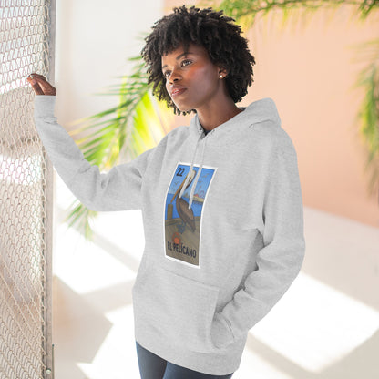 Pelican Lotería Unisex - Pull-Over Cotton Blend Fleece Hoodie (El Pelícano)